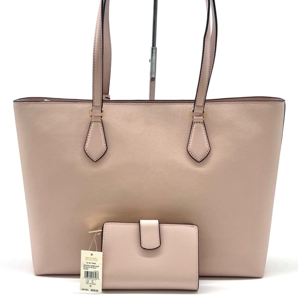 Michael Kors Sheila Large Logo Tote Bag & Matching Bifold Wallet Powder Blush - Picture 5 of 14
